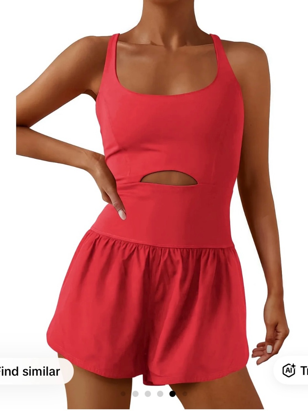 Red Sleeveless Cutout Romper -